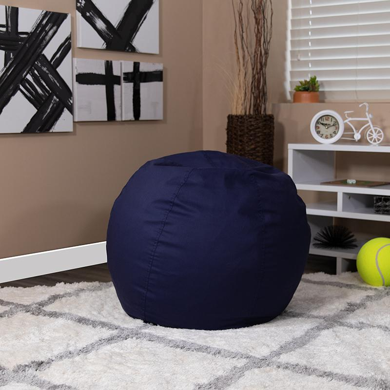 Solid Navy Blue Refillable Bean Bag Chair for Kids and Teens