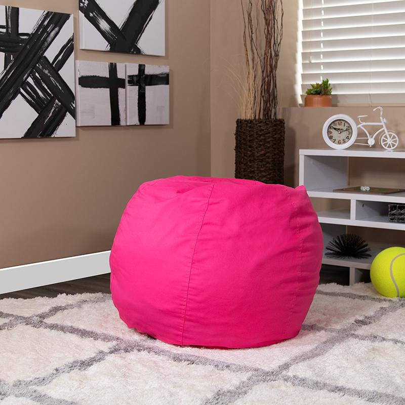 Solid Hot Pink Refillable Bean Bag Chair for Kids and Teens