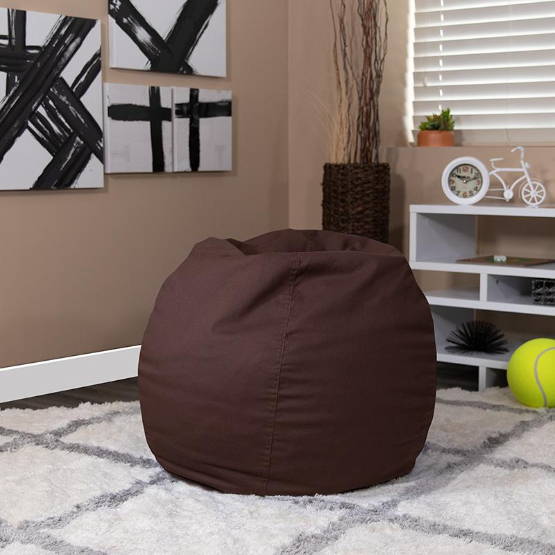 Solid Brown Refillable Bean Bag Chair for Kids and Teens