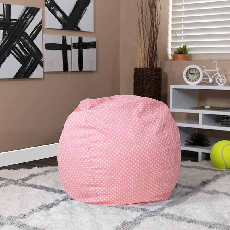 Light Pink Dot Refillable Bean Bag Chair for Kids and Teens