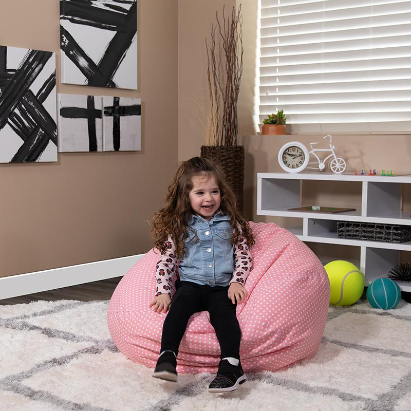 Light Pink Dot Refillable Bean Bag Chair for Kids and Teens