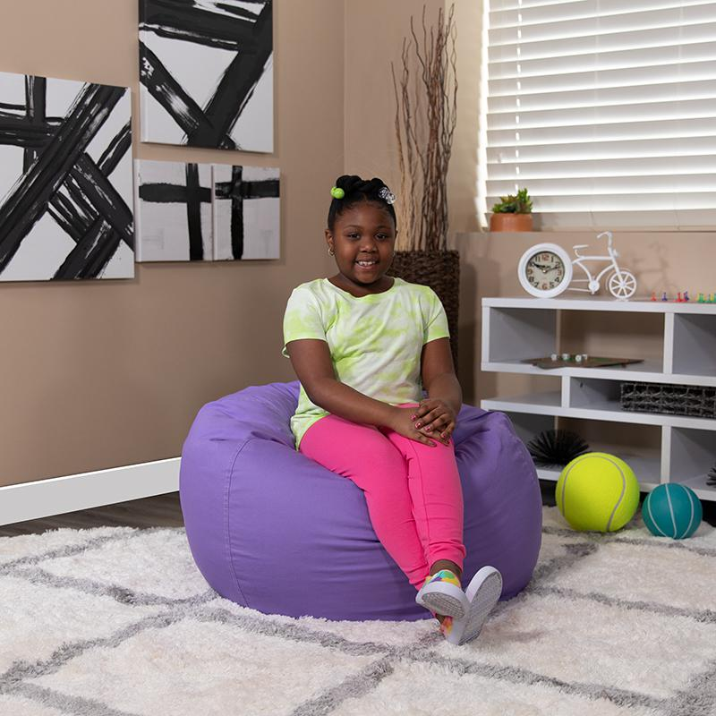 Solid Purple Refillable Bean Bag Chair for Kids and Teens