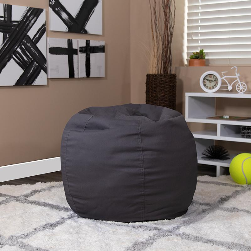 Solid Gray Refillable Bean Bag Chair for Kids and Teens