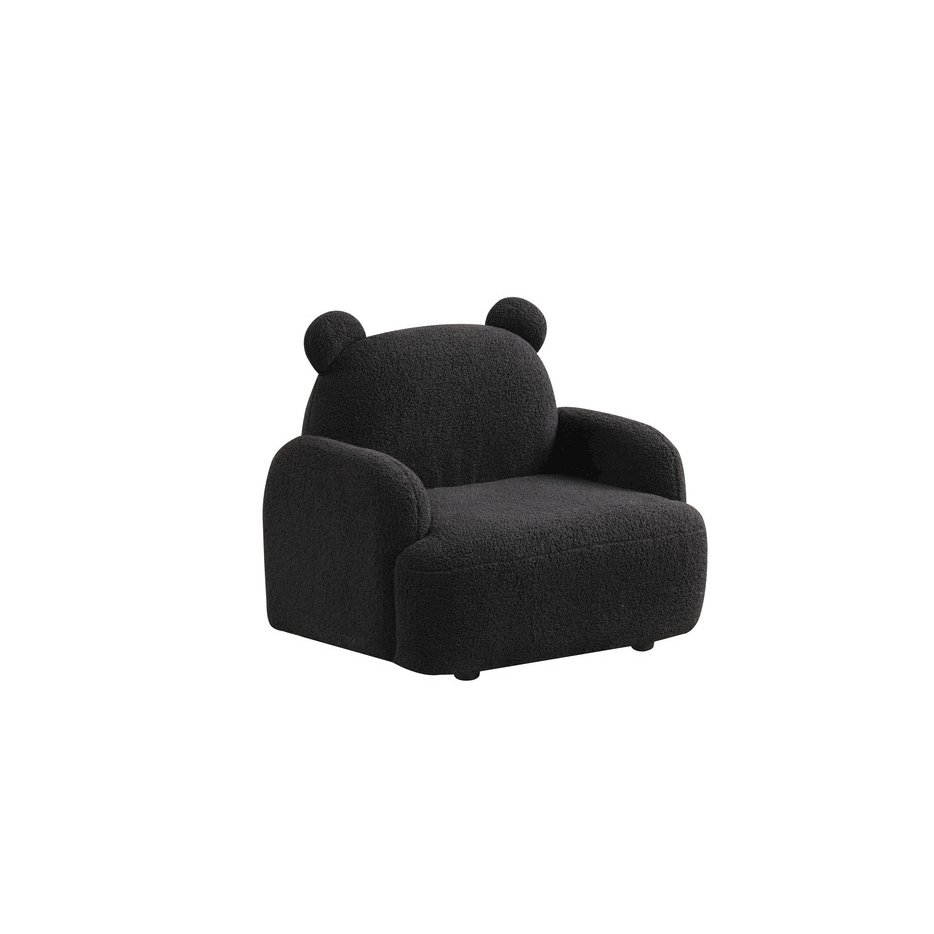 Black Sherpa Bear-Shaped Kids Armchair