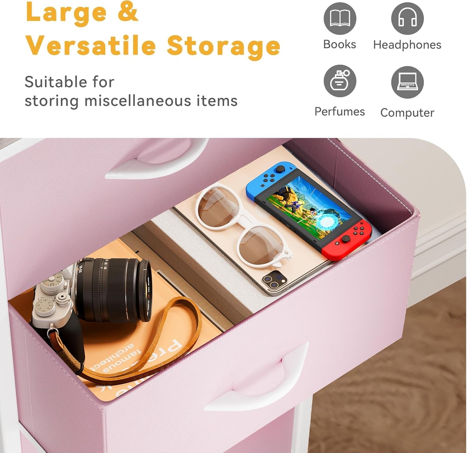 Kids Dresser with 4 Fabric Drawers