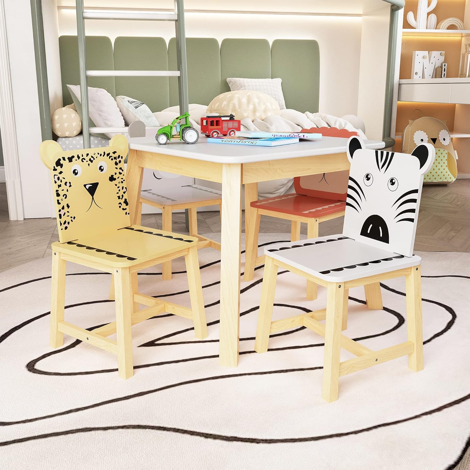 Solid Wood Children's Table and 4 Chairs Set