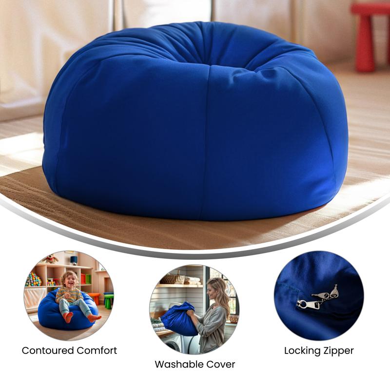 Solid Royal Blue Refillable Bean Bag Chair for Kids and Teens