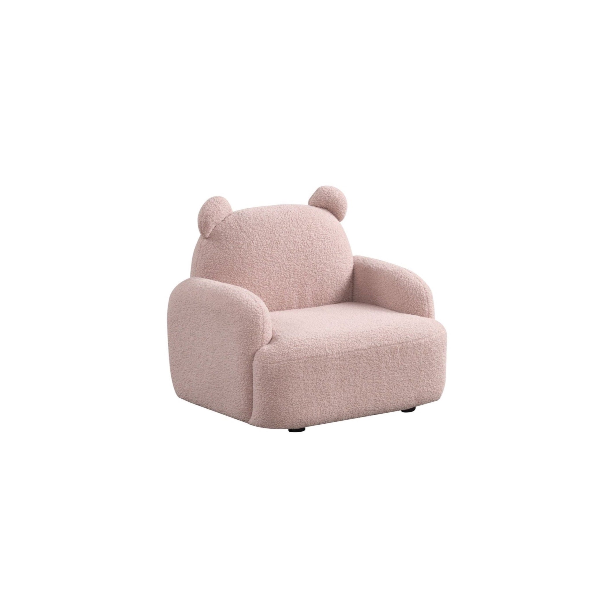 Pink Sherpa Bear-Shaped Kids Armchair