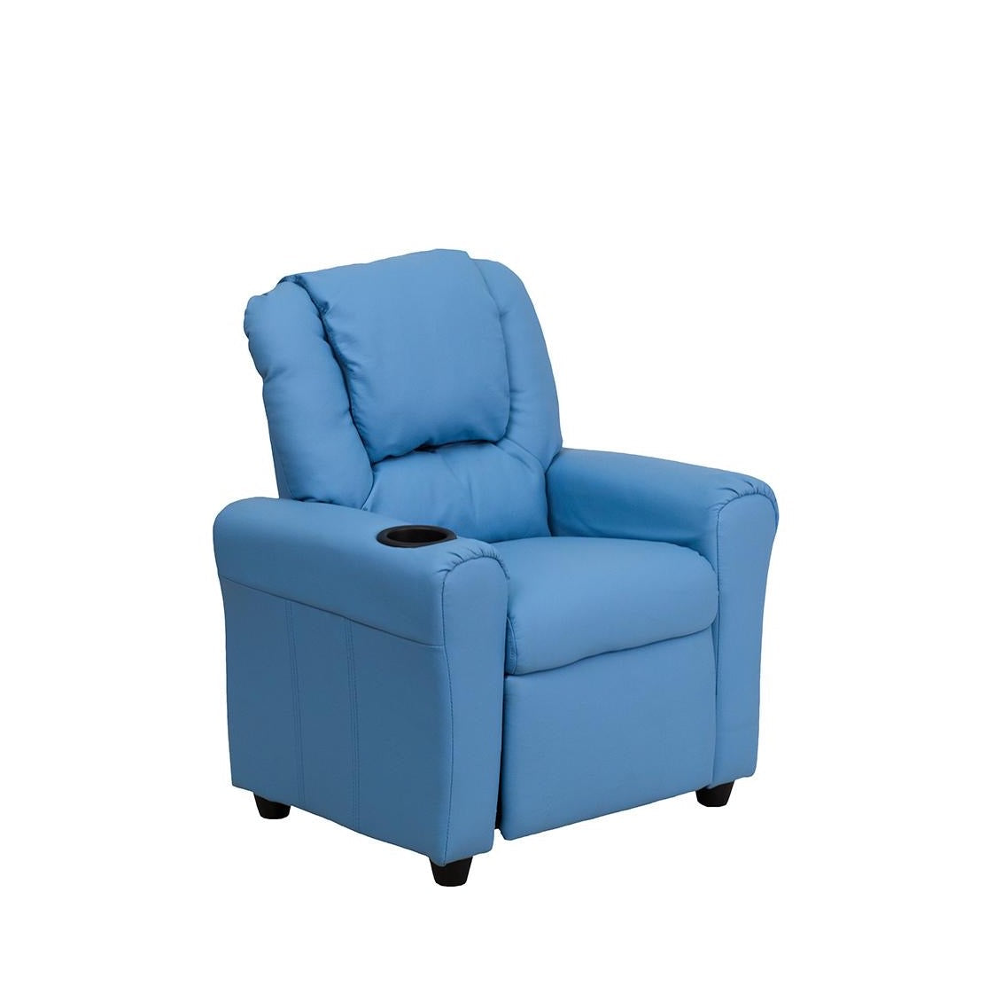 Light Blue Vinyl Kids Recliner with Cup Holder and Headrest