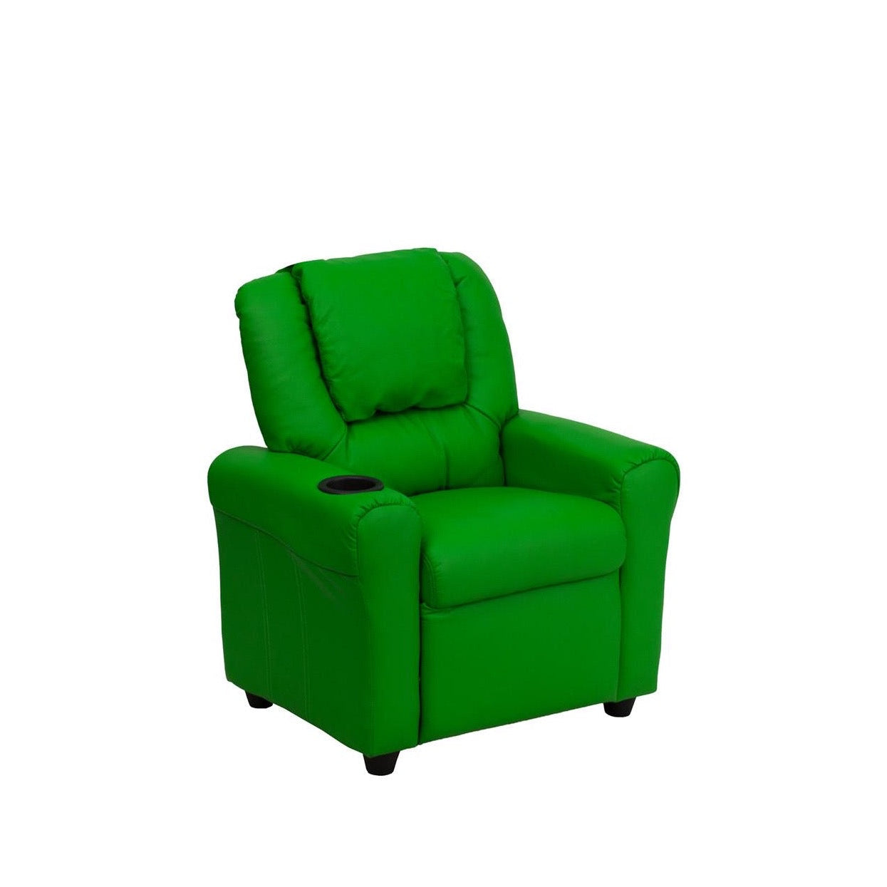 Green Vinyl Kids Recliner with Cup Holder and Headrest