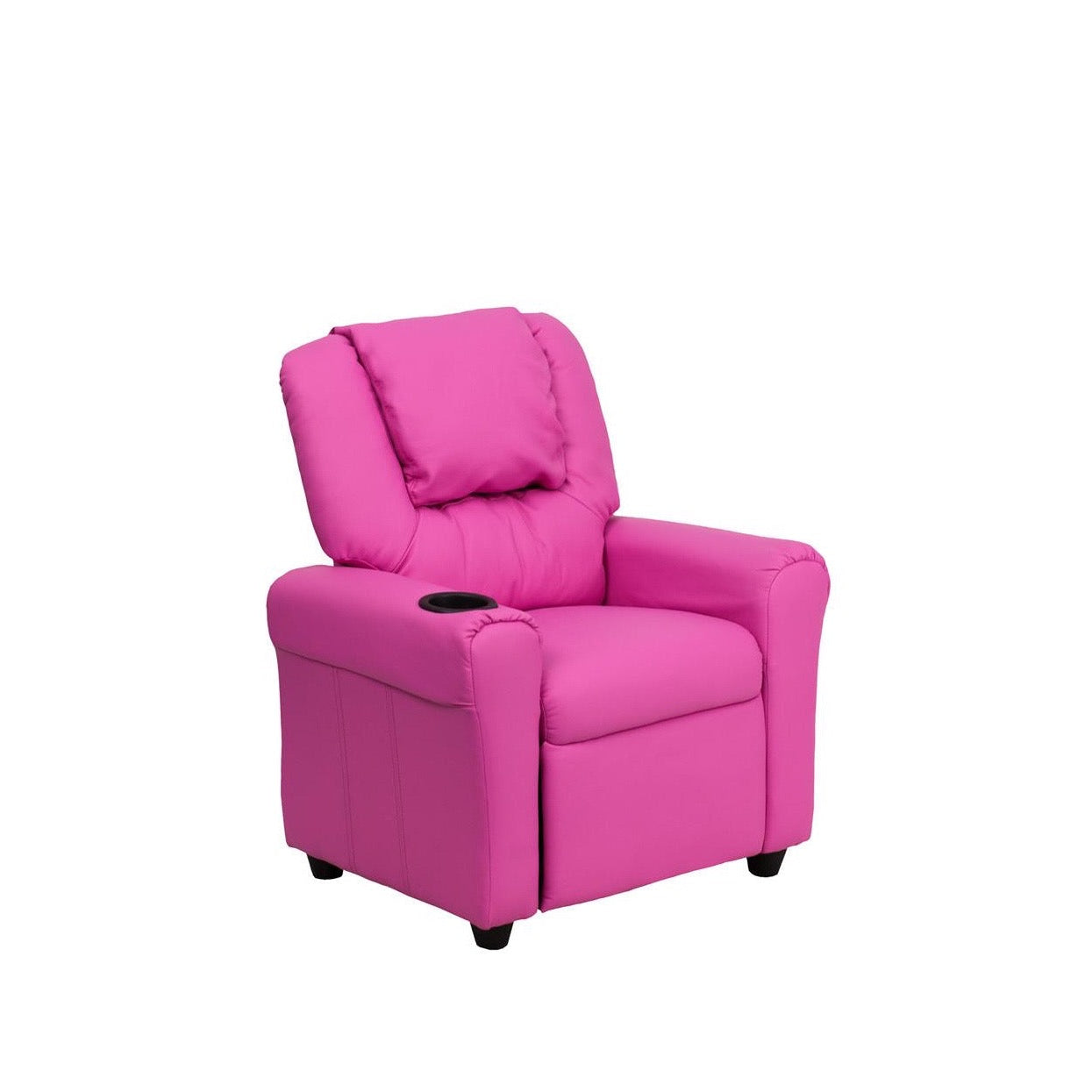 Hot Pink Vinyl Kids Recliner with Cup Holder and Headrest