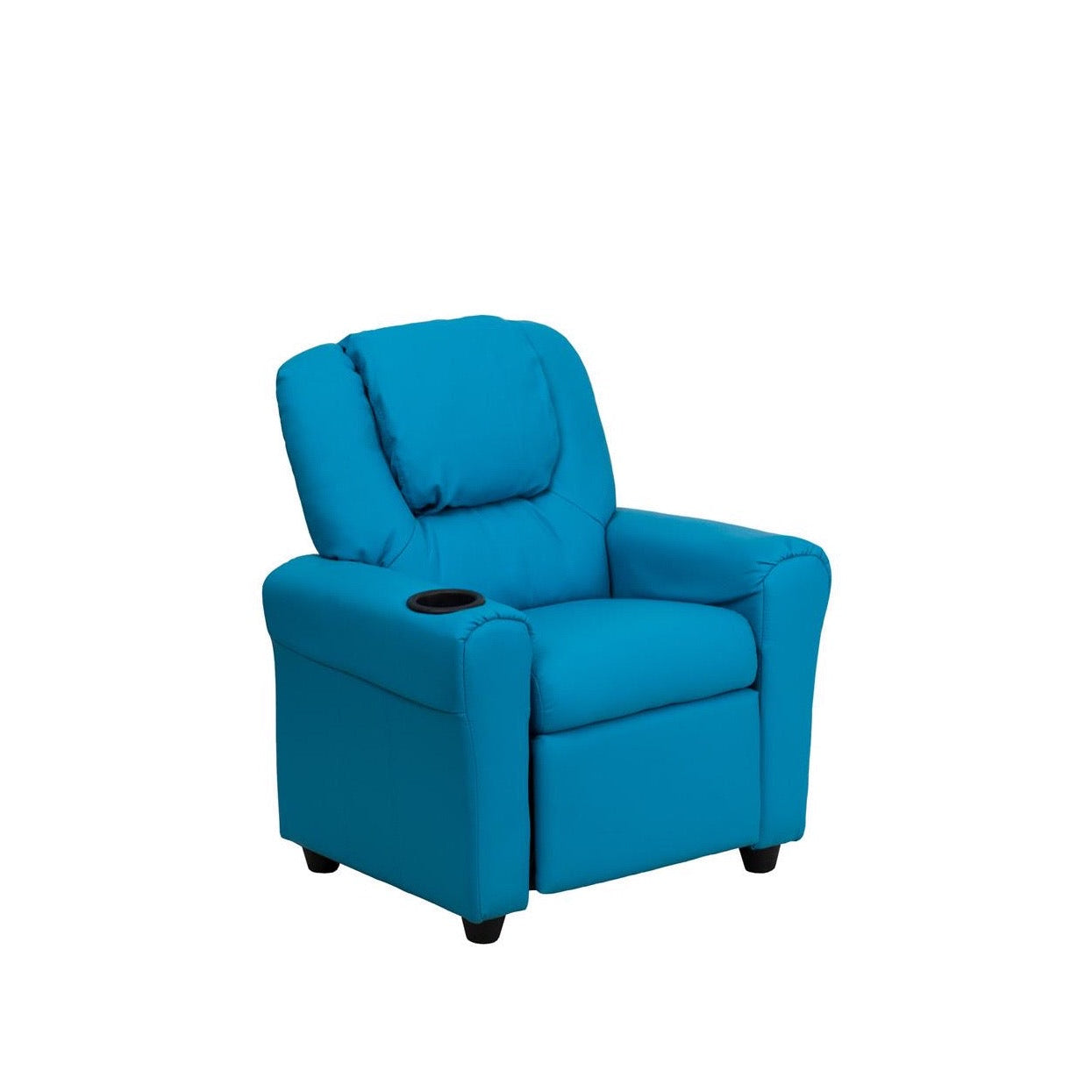 Turquoise Vinyl Kids Recliner with Cup Holder and Headrest