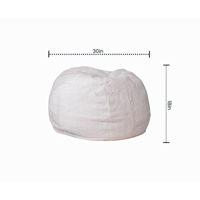 White Furry Refillable Bean Bag Chair for Kids and Teens