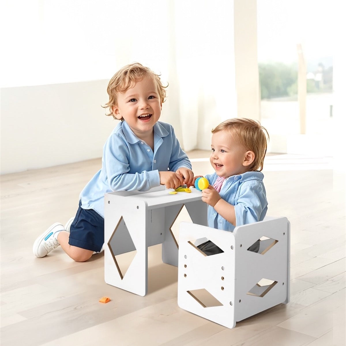 Wooden Toddler Table and Chair Set - White