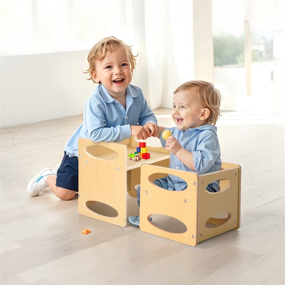 Wooden Toddler Table and Chair Set - Natural