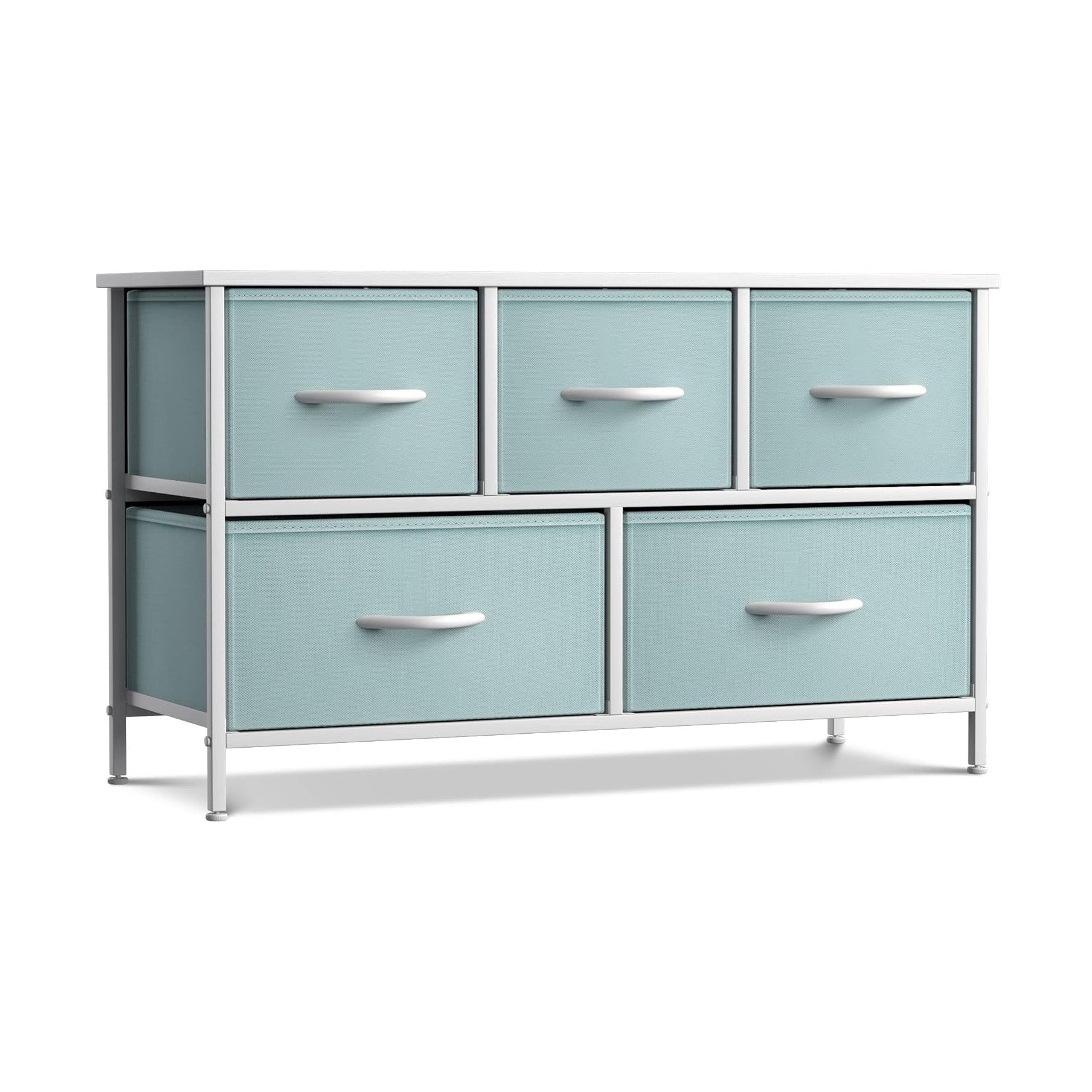 Kids Dresser with 5 Fabric Drawers - Pastel Aqua