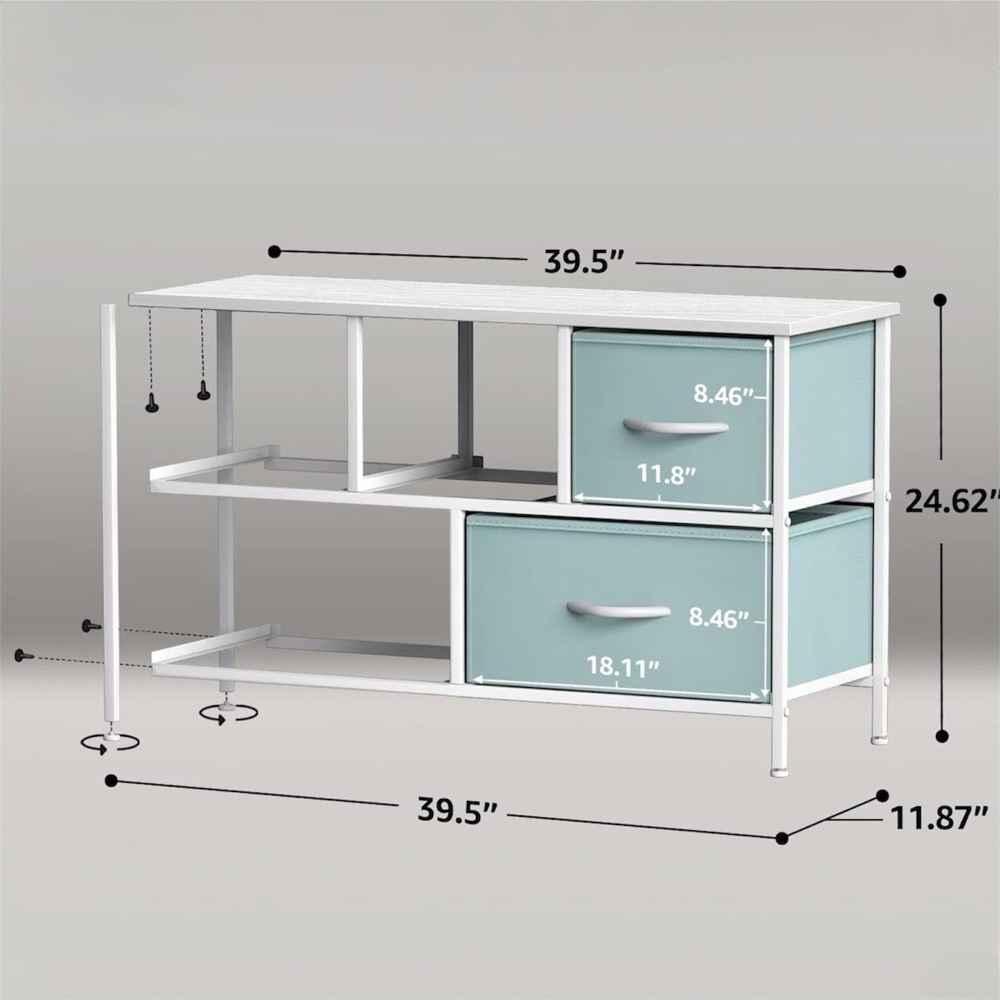 Kids Dresser with 5 Fabric Drawers - Pastel Aqua