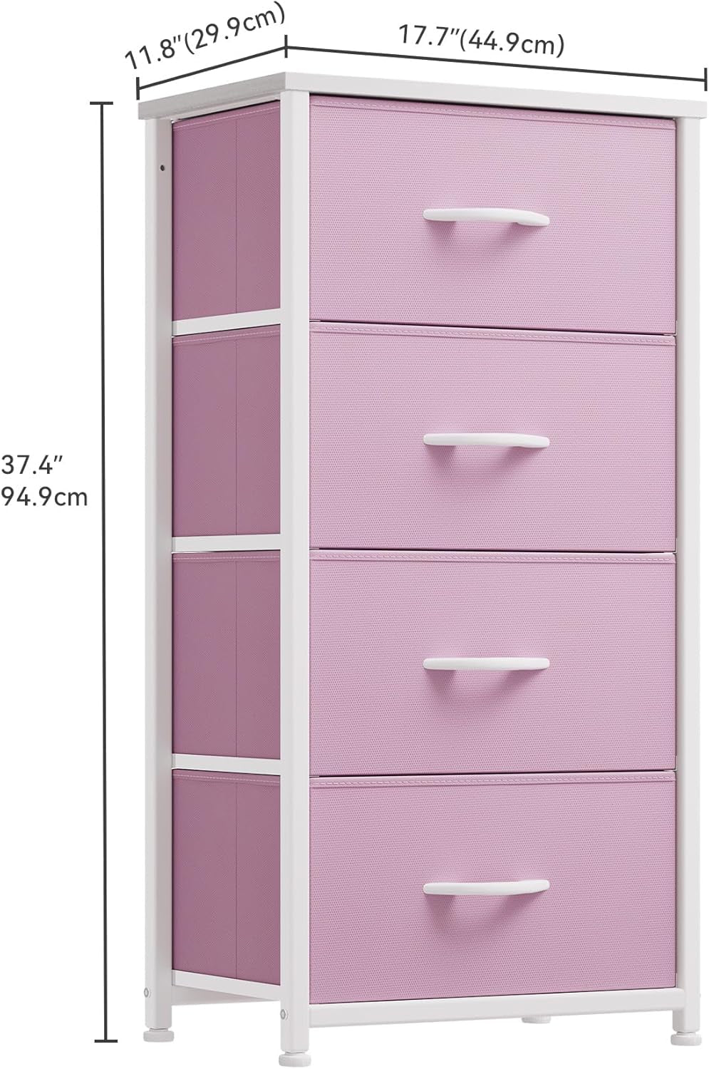 Kids Dresser with 4 Fabric Drawers