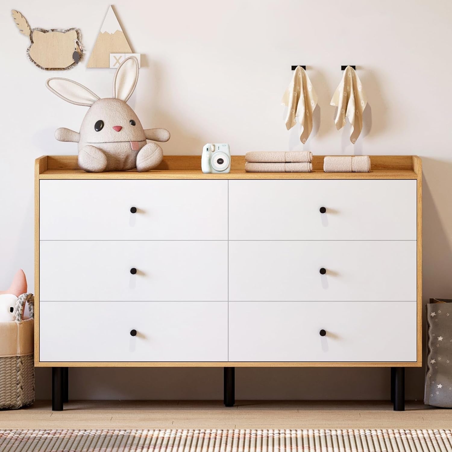 White Dresser for Kids' Room – 6 Drawers