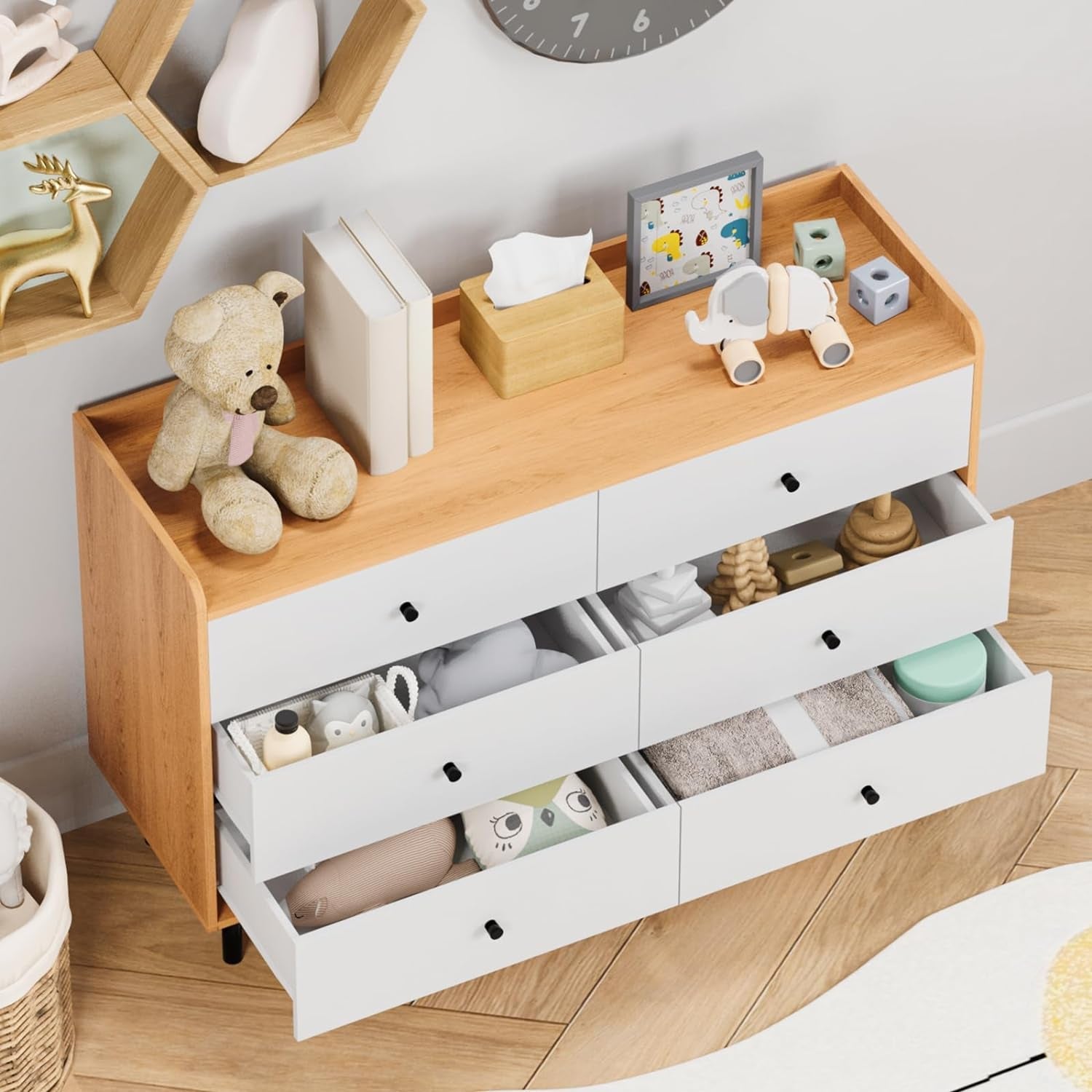 White Dresser for Kids' Room – 6 Drawers