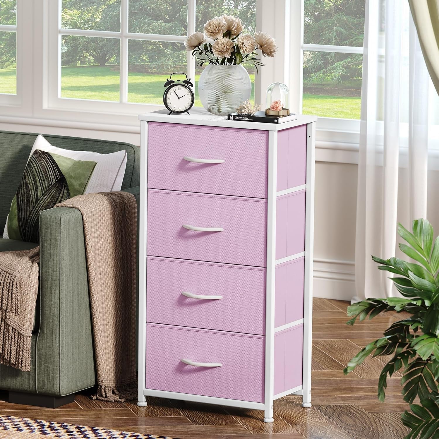 Kids Dresser with 4 Fabric Drawers