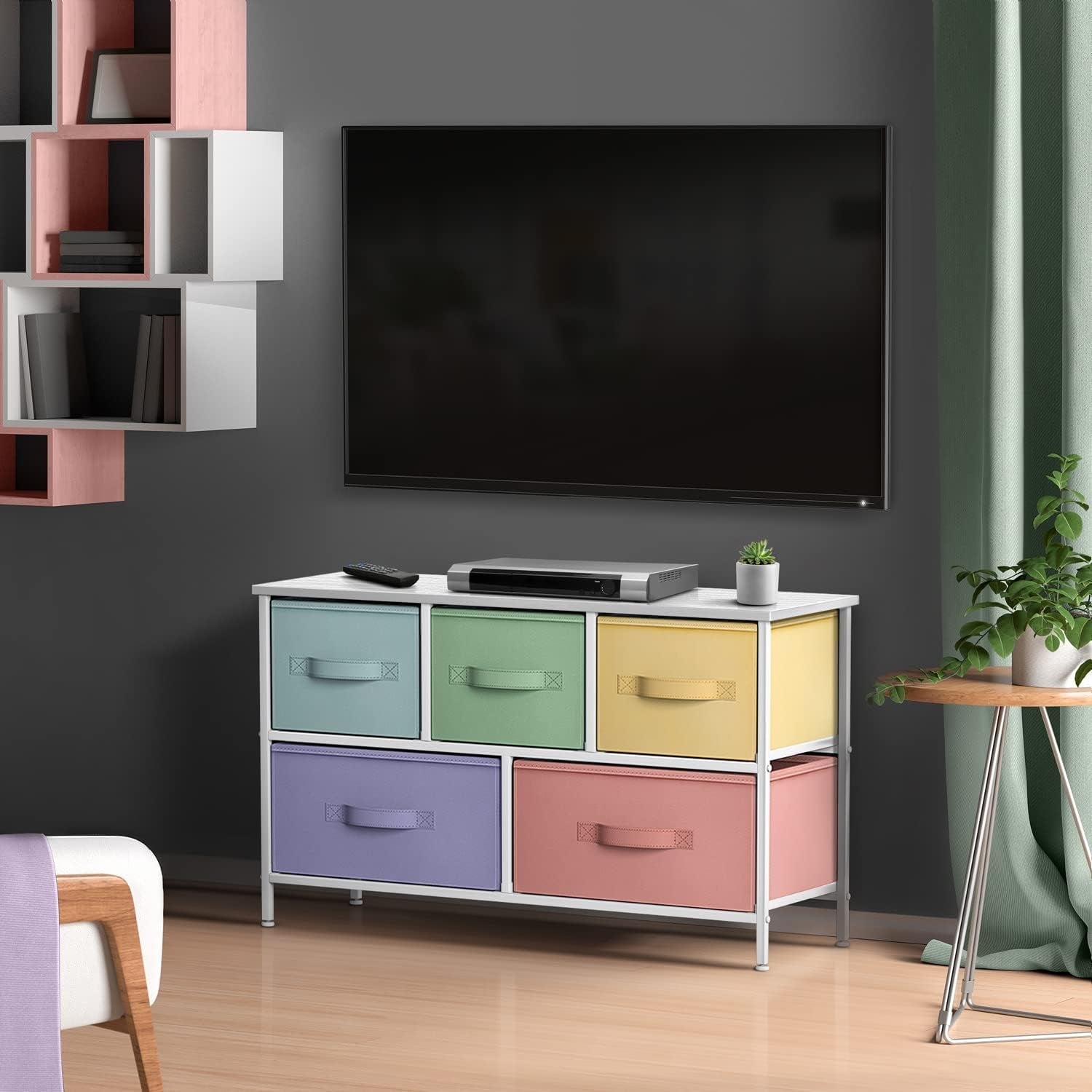 Kids Dresser with 5 Fabric Drawers - Multi Color