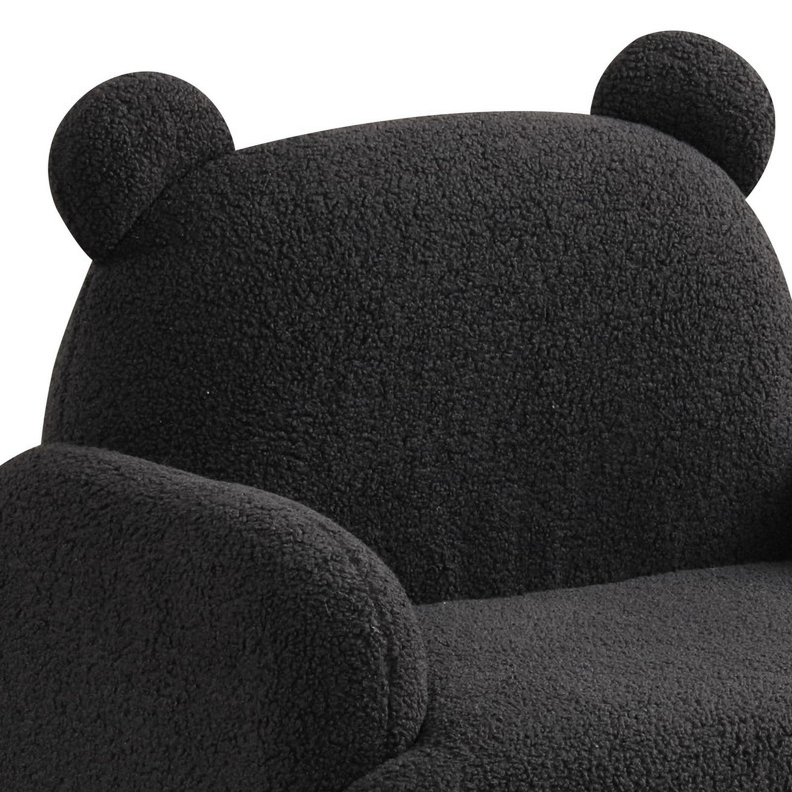 Black Sherpa Bear-Shaped Kids Armchair