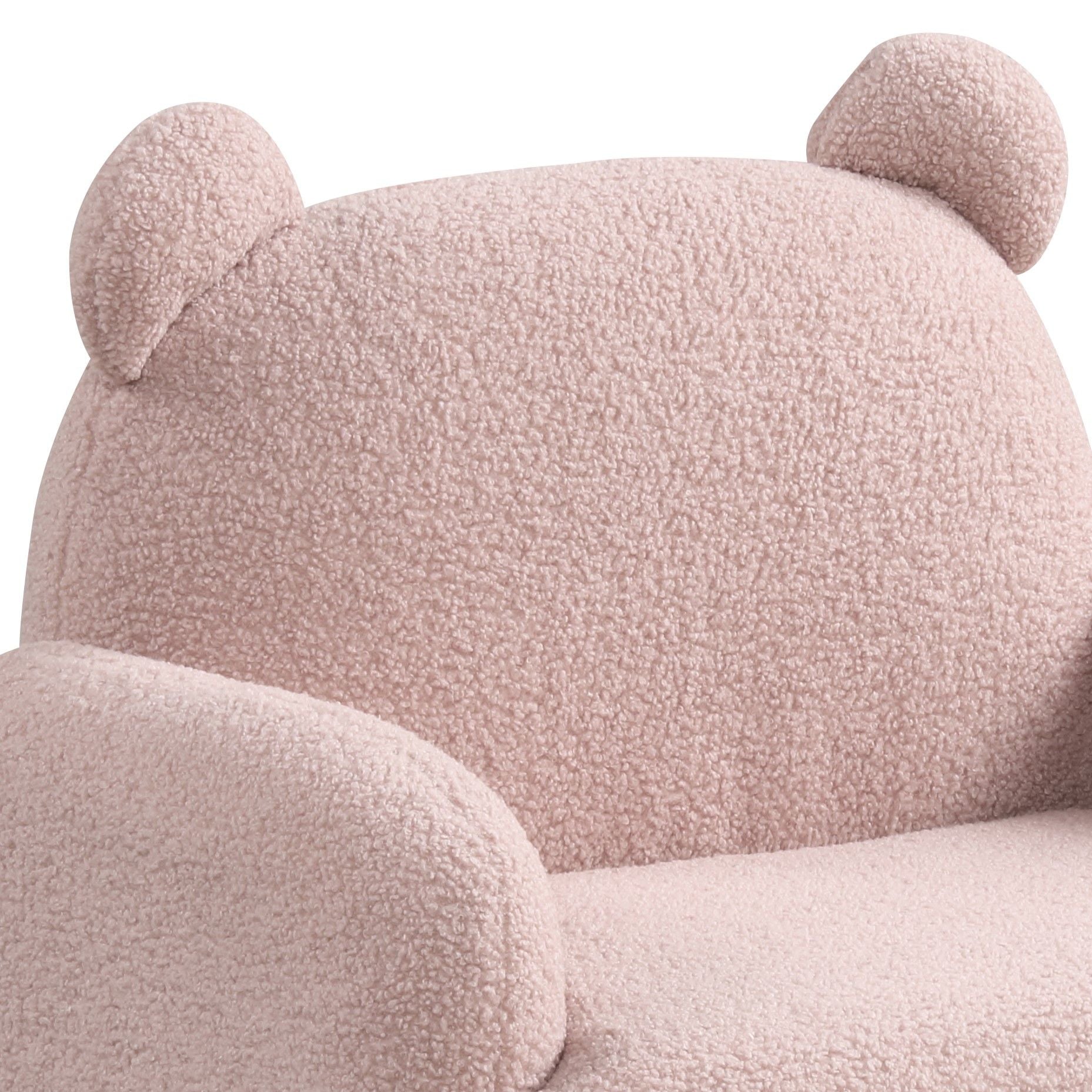 Pink Sherpa Bear-Shaped Kids Armchair
